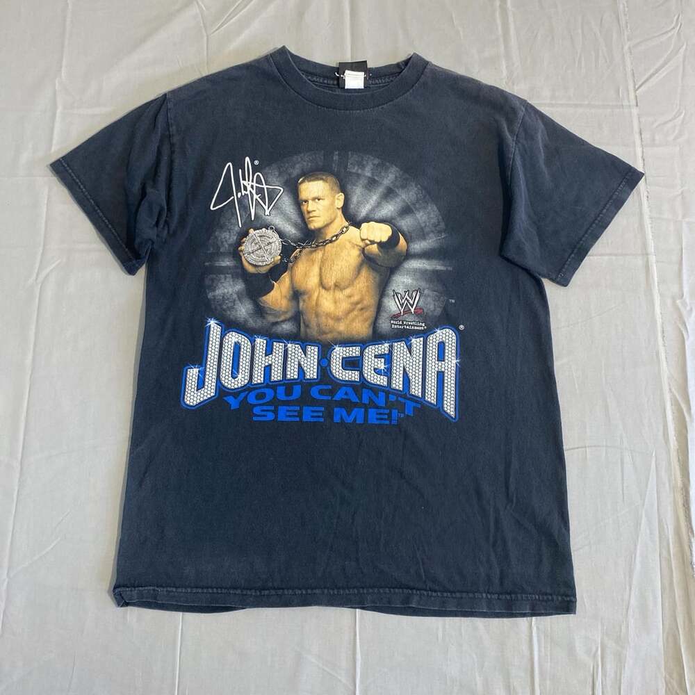 Vintage WWE John Cena You Can't See Me Black T-Shirt